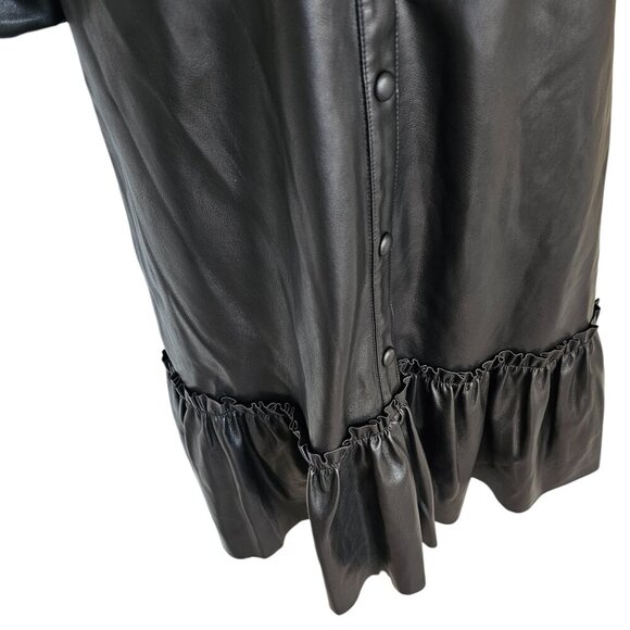 Fate Pleather Puff Sleeve Button Down Dress Sz M - Picture 7 of 12